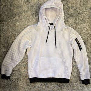 Stylish White Hoodie with Black Details
